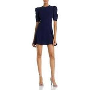 Aqua Women's Puff Sleeve Short Fit & Flare Mini Dress Navy Size M